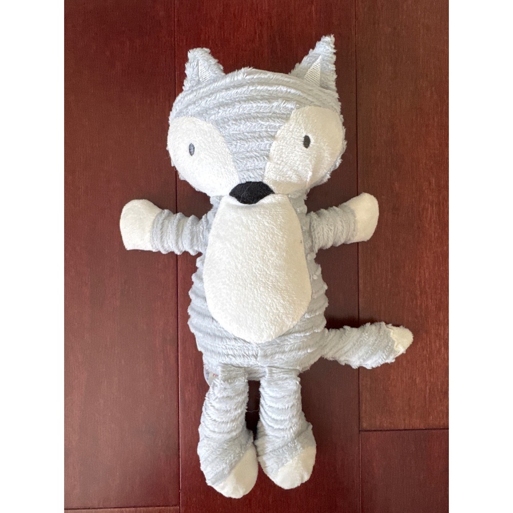 Chick Pea Grey Fox Stuffed Animal Ribbed Plush Toy 10.5 Inch